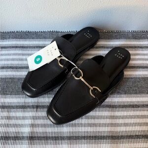 NEW Black Loafers with Gold Accent